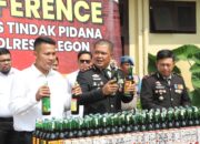 4200 Botol Miras di Musnahkan di Lapangan Apel Satya Haprabu Polres Cilegon Polda Banten* melalui Zoom Serentak Bersama Polda Banten