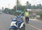 Personil Polsek Basarang Giat Gatur Pagi Di Ruas Jalan Trans Kalimantan