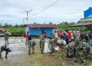 Satgas TMMD Ke-122 Kodim 1704/Mappi Bersama Warga Gelar Karya Bakti di Pasar