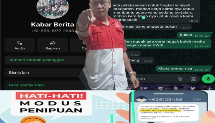 Ketua DPC PWRI Kabupaten Tasikmalaya Mengecam Keras Oknum Pemilik Akun WhatsApp Atas Nama Nurdin Yang Mengaku Wartawan Sekaligus Anggota PWRI Yang Meminta Uang Dengan Sejumlah Modus Kegiatan Acara Ke Berbagai Instansi!!!