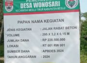 Dana Desa (DD) Tahun 2024 Desa Wonosari Kecamatan Mesuji Timur, Kabupaten Mesuji, Bangun Rabat Beton