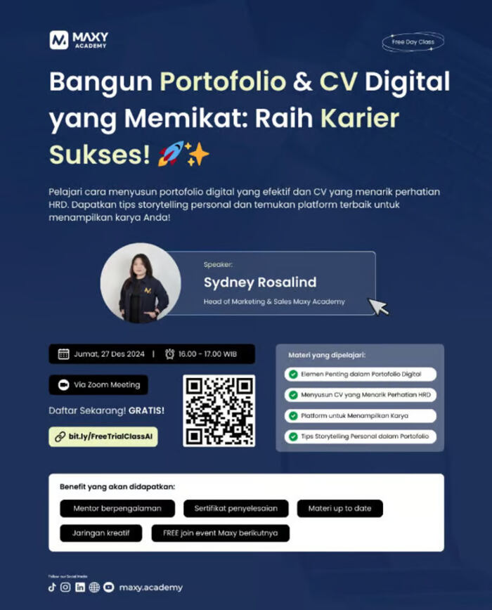 Bantu Pencari Kerja Siapkan CV dan Portofolio MAXY Academy Berikan Pelatihan Online Gratis