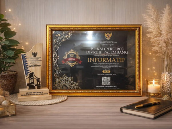 KAI Divre III Palembang Meraih Predikat Badan Publik Informatif