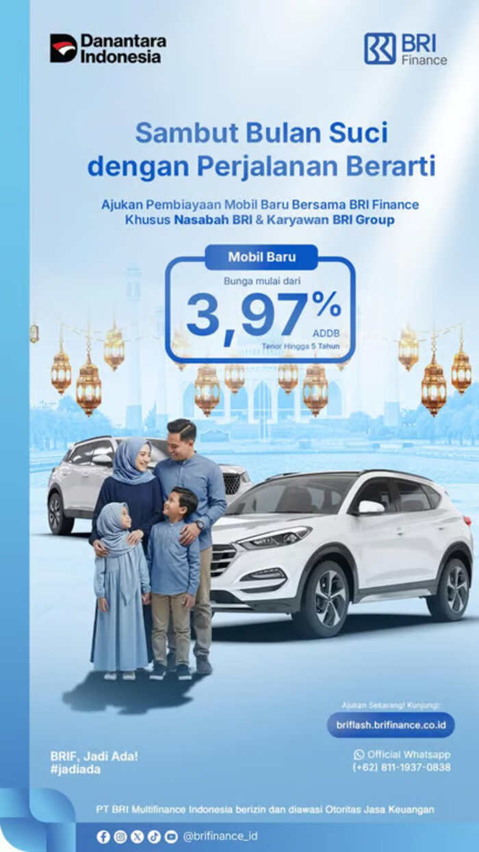 Sambut Bulan Suci Ramadhan, BRI Finance Tawarkan Pembiayaan Mobil Baru Mulai