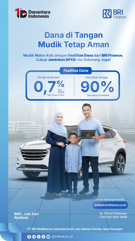 Mudik Tanpa Cemas Soal Biaya, BRI Finance Siapkan Fasilitas Dana Tunai Aman di Tangan