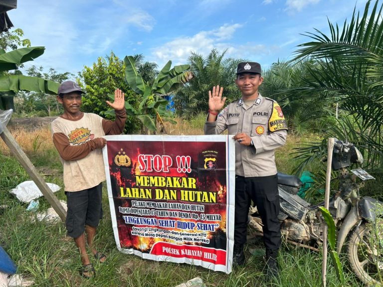Cegah Karhutla, Polsek Kahayan Hilir Gencarkan Sosialisasi Larangan Bakar Lahan
