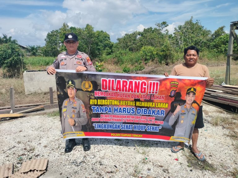 Piket Polsek kapuas tengah Rutin lakukan imbauan larangan karhutla kepada masyarakat.