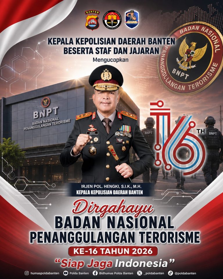 Polda Banten Ucapkan Dirgahayu ke-16 BNPT, Perkuat Sinergi Cegah Terorisme