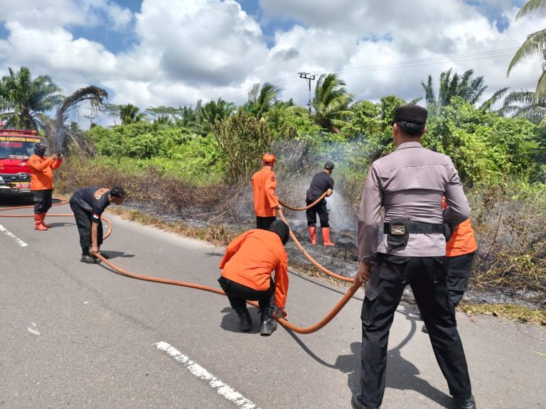 SINERGI POLSEK SERUYAN HILIR DAN BPBD, KEBAKARAN LAHAN BERHASIL DIPADAMKAN