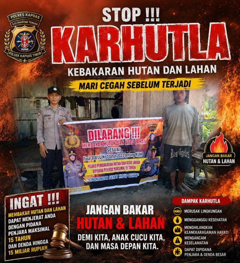 “Cegah Karhutla” Polsek Kapuas Timur Rutin Sosialisasi dan Imbau Masyarakat Tidak Membakar Hutan dan Lahan