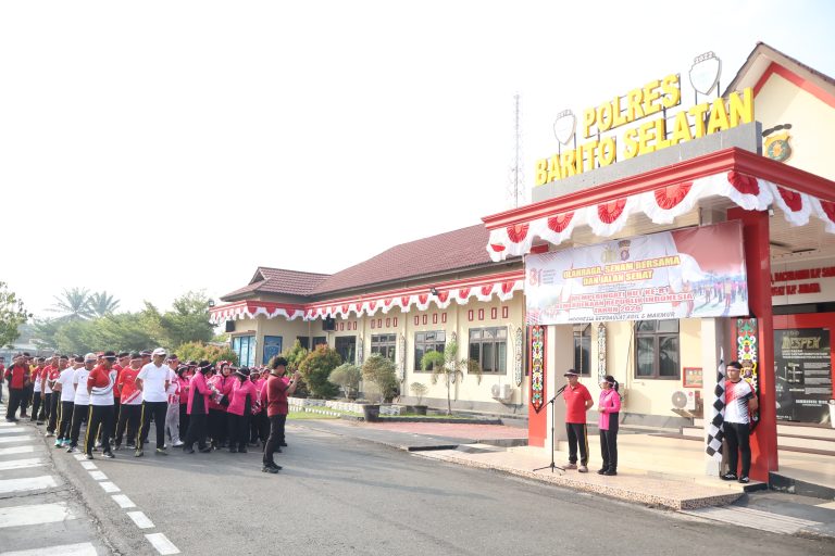 Sambut HUT Republik Indonesia ke-81, Polres Barsel Gelar Jalan Sehat, Senam Bersama dan Lomba Hiburan Pererat Silahturahmi