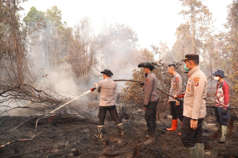 Respon Cepat Karhutla, Kapolres Barsel Padamkan Titik Api Di Masimpun Desa Kalahien