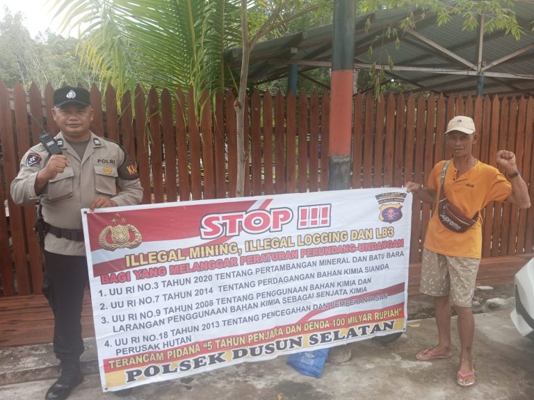 Antisipasi Penambangan Ilegal, Polsek Dusun Selatan Gencar Beri Imbauan Dengan Warga