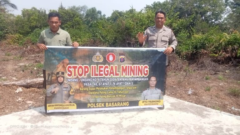 Polsek Basarang Sosialisi Larangan Ilegal Mining Di Wilayah Hukumnya