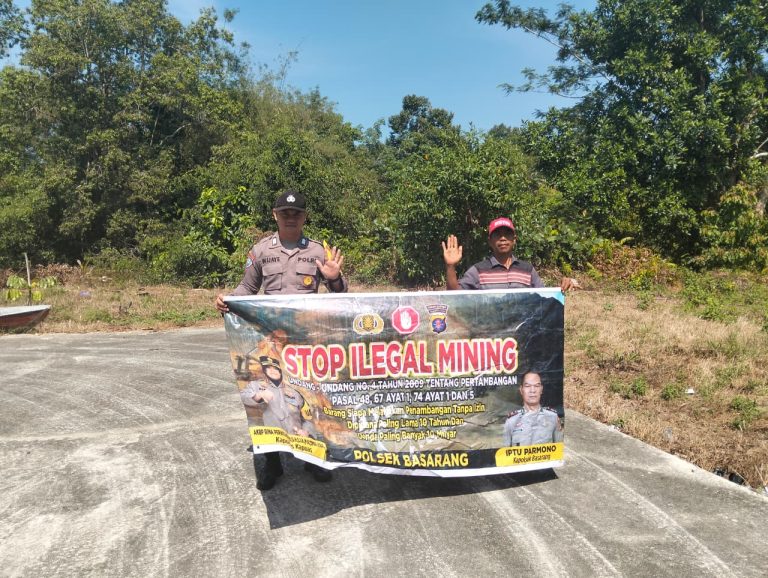 Polsek Basarang Sosialisi Larangan Ilegal Mining Di Wilayah Hukumnya