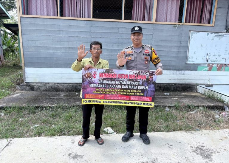 Cegah Karhutla, Bhabinkamtibmas Polsek Murung Sosialisasi Stop Membakar Lahan Di Muara Sumpoi