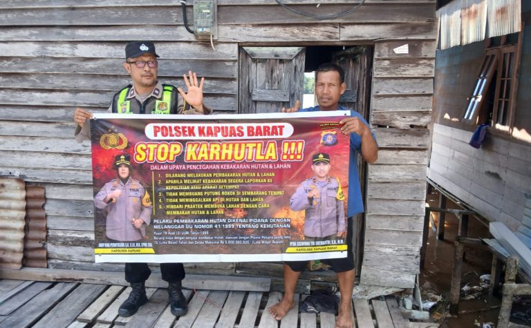 Polsek Kapuas Barat Berikan Imbauan Ke Masyarakat Tentang Larangan Stop Membakar Lahan Dan Hutan Demi Kelestarian Alam