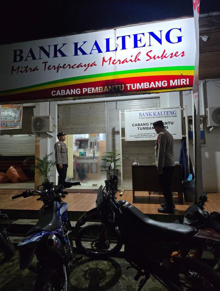 Jamin Keamanan Malam Hari, Personel Polsek Kahut Intensifkan Patroli Objek Vital dan Pemukiman di Tumbang Miri