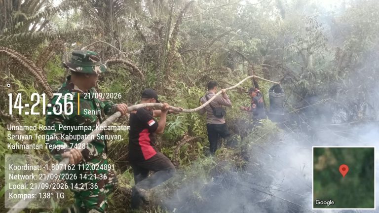 RESPONS HOTSPOT DI PENYOMPA, SATGAS KARHUTLA SERUYAN TENGAH PADAMKAN 5 HEKTARE LAHAN