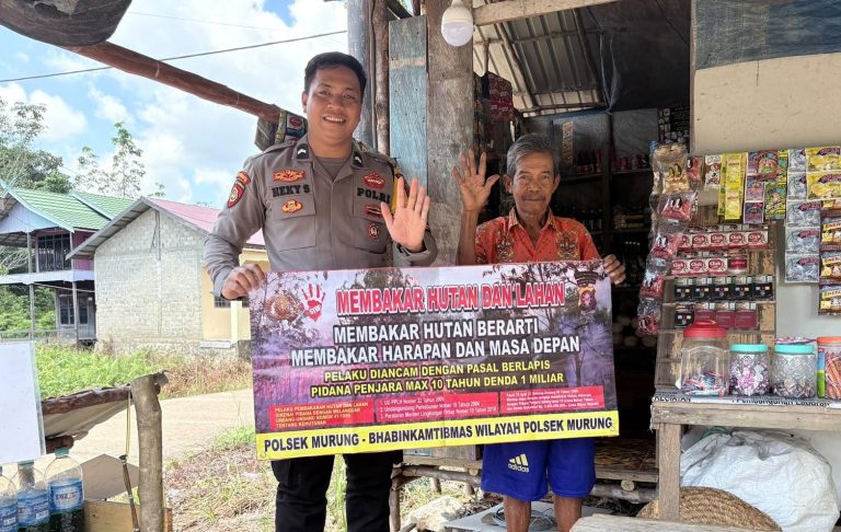 Cegah Karhutla, Bhabinkamtibmas Polsek Murung Sosialisasi Pencegahan Aksi Membakar Lahan Di Muara Sumpoi