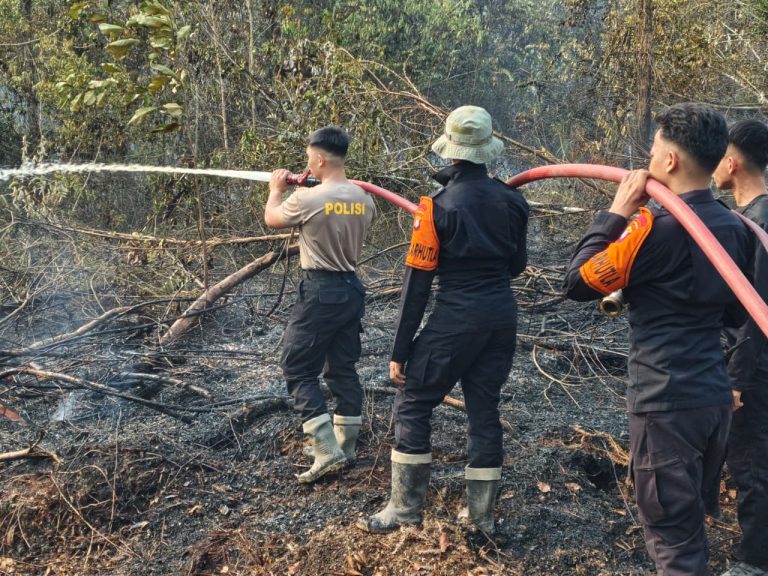 Gerak Cepat, Polres Murung Raya Raya dan Tim Satgas Karhutla Padamkan Api Karhutla Di Puruk Cahu