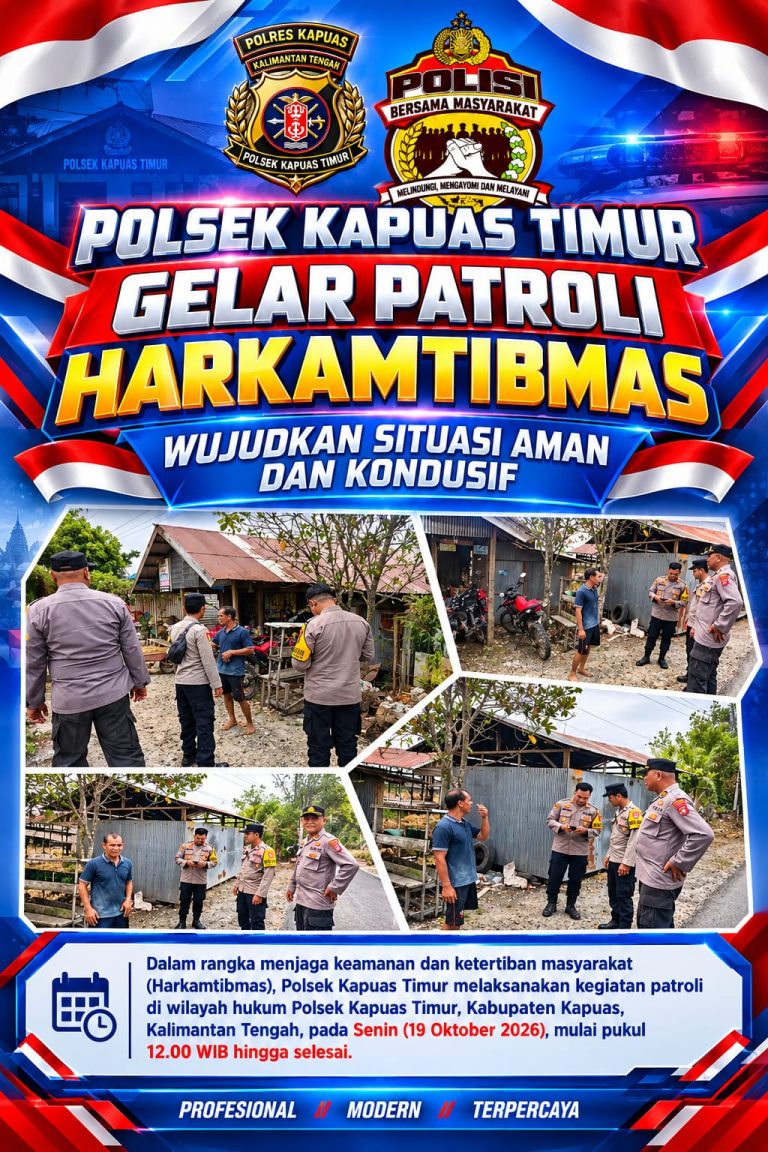 Polsek Kapuas Timur Gelar Patroli Harkamtibmas, Wujudkan Situasi Aman dan Kondusif
