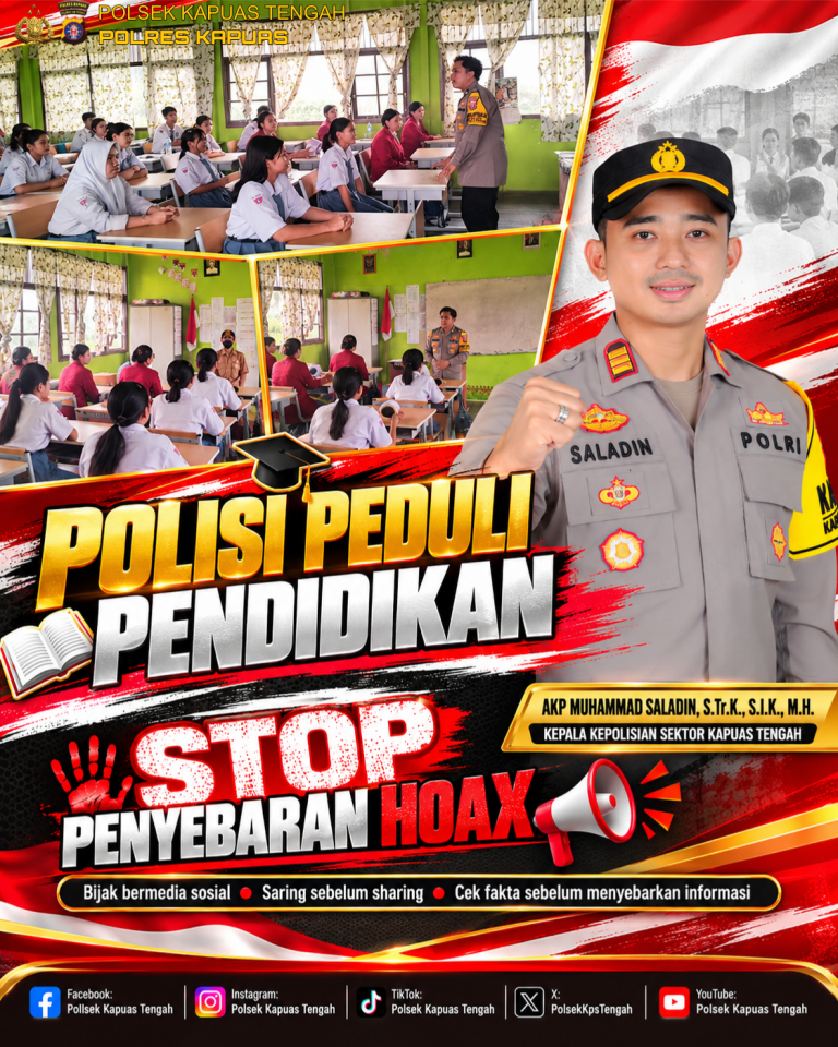POLISI PEDULI PENDIDIKAN, BHABINKAMTIBMAS POLSEK KAPUAS TENGAH SOSIALISASI STOP PENYEBARAN BERITA HOAX