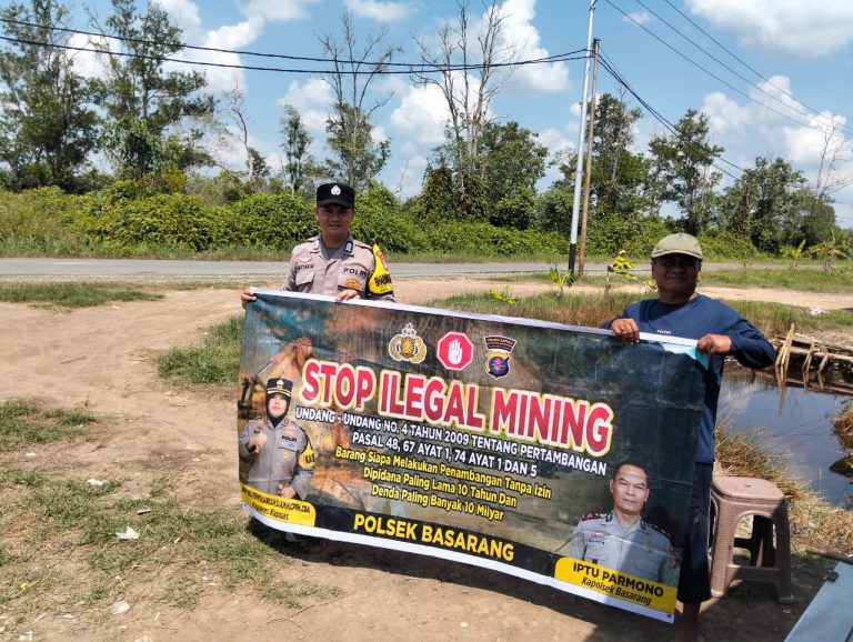 Polsek Basarang Sosialisi Larangan Ilegal Mining Di Wilayah Hukumnya