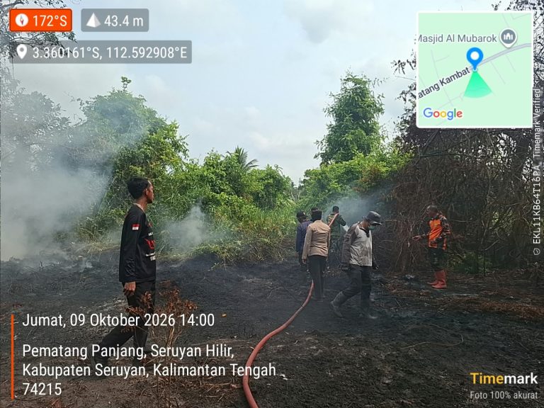 BERSAMA BPBD, SATGAS KARHUTLA SERUYAN TANGANI TITIK API DI PEMATANG KAMBAT