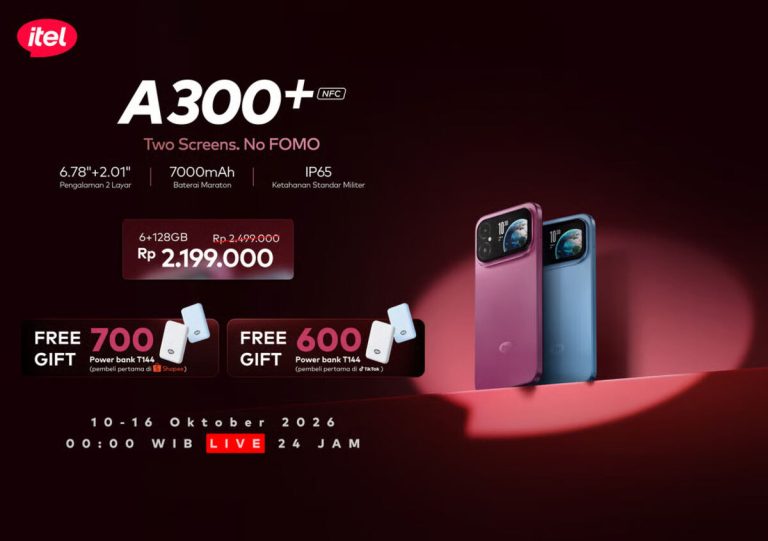 HP 2 Jutaan Ini Punya 2 Layar, Bisa Selfie Pakai Kamera Utama! Intip Harga dan Spesifikasi itel A300+